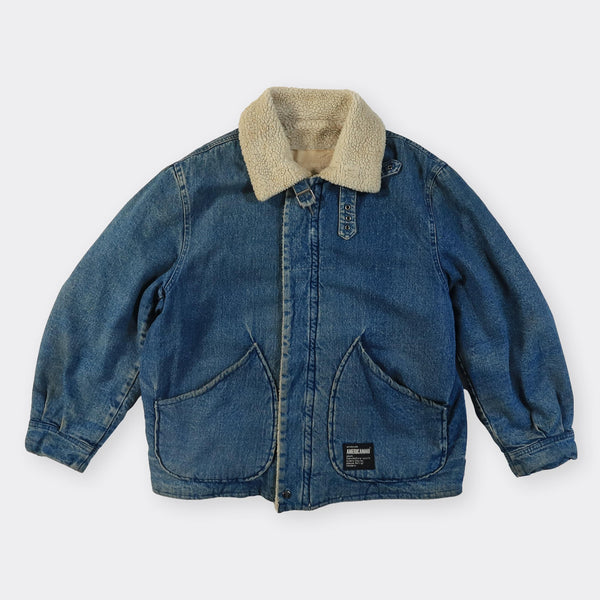 Vintage Sherpa-Lined Denim Jacket - Large